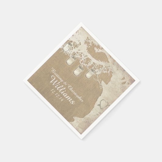 Serviette En Papier Chaîne Mason Jar Lights Arbre Burlap Naples (Coin)