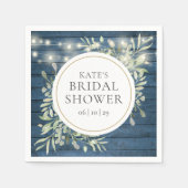 Serviette En Papier Chaîne Rustique Bois Lumières Fête des mariées ver (Devant)