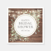 Serviette En Papier Chaîne Rustique Bois Lumières Fête des mariées ver (Devant)