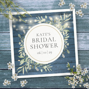 Serviette En Papier Chaîne Rustique Bois Lumières Fête des mariées ver