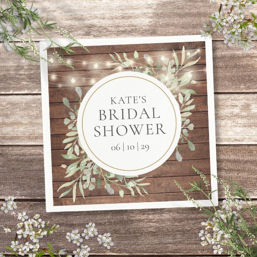 Serviette En Papier Chaîne Rustique Bois Lumières Fête des mariées ver