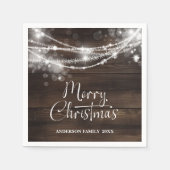 Serviette En Papier Chaîne rustique illumine Bois Noël (Devant)