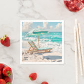 Serviette En Papier Chaise Lounge Sur Sable Blanc (En situation)