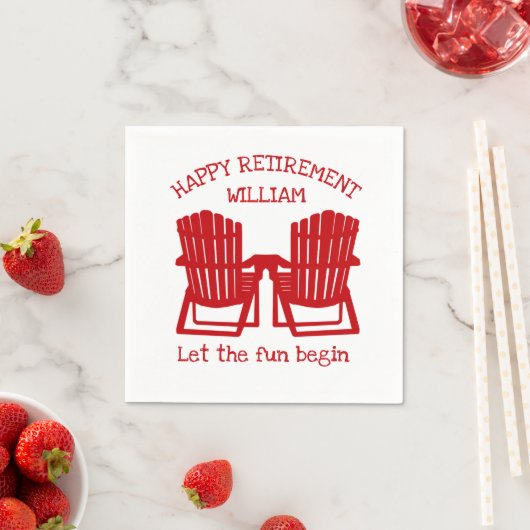 Serviette En Papier Chaises Adirondack Marine Red Retirement Napkins (En situation)