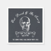Serviette En Papier Chalboard Skull Personnalisé Halloween Party (Devant)