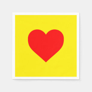 Serviette En Papier Chaleur de coeur rouge Jaune