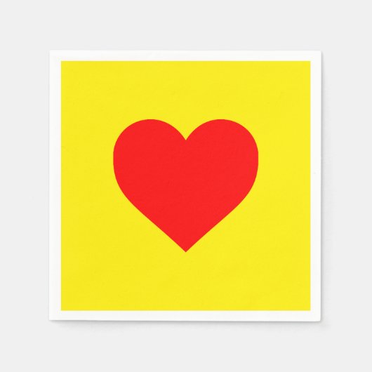 Serviette En Papier Chaleur de coeur rouge Jaune (Devant)