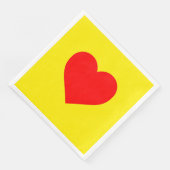 Serviette En Papier Chaleur de coeur rouge Jaune (Coin)
