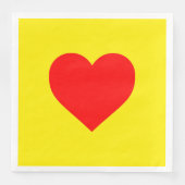 Serviette En Papier Chaleur de coeur rouge Jaune (Devant)