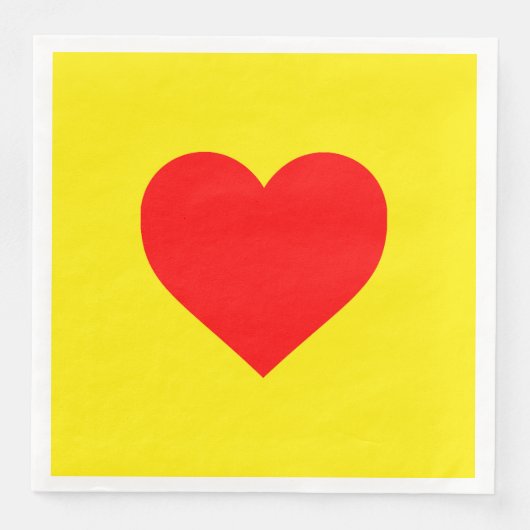 Serviette En Papier Chaleur de coeur rouge Jaune (Devant)