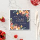 Serviette En Papier Chaleureux Floral Marine Bleu Personnalisé Napkin (En situation)