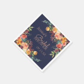Serviette En Papier Chaleureux Floral Marine Bleu Personnalisé Napkin (Coin)