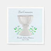 Serviette En Papier Chalice et Bleu Bleu Verdure Première communion (Devant)