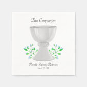 Serviette En Papier Chalice et Bleu Bleu Verdure Première communion (Devant)