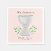 Serviette En Papier Chalice et Buds Rose Verdure Première communion (Devant)