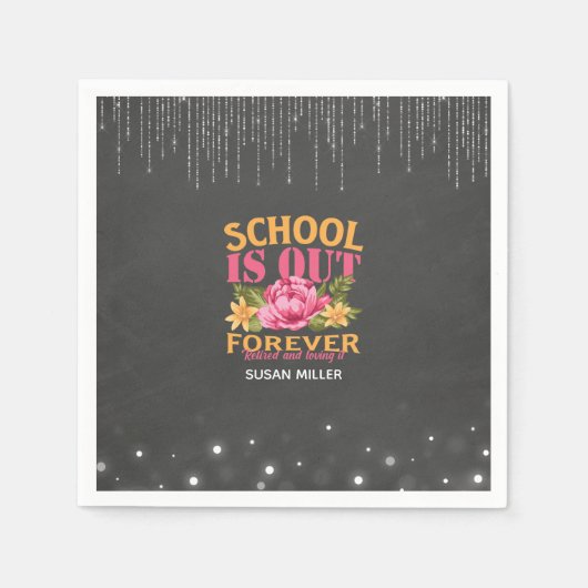 Serviette En Papier Chalkboard amusant enseignant Floral Retraite (Devant)