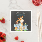 Serviette En Papier Chalkboard Aquarelle Safari Animaux Baby shower (En situation)