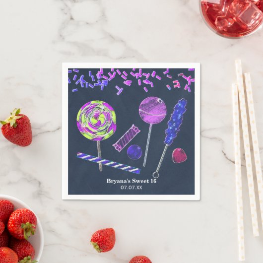 Serviette En Papier Chalkboard Candy Land Sweets Chalk Doodles Party (En situation)