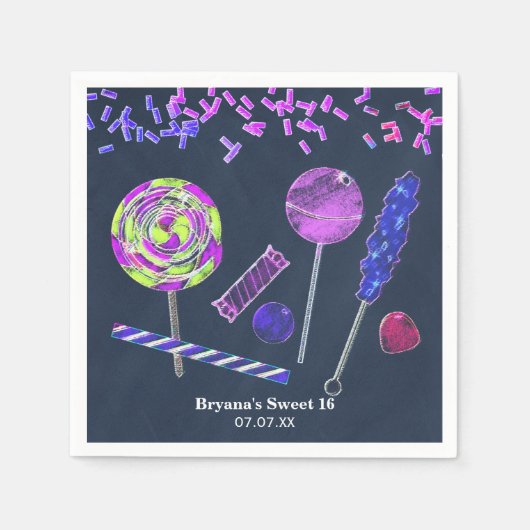 Serviette En Papier Chalkboard Candy Land Sweets Chalk Doodles Party (Devant)