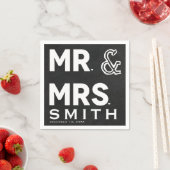 Serviette En Papier Chalkboard Chalk M. & Mme Mariage Fiançailles (En situation)