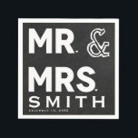 Serviette En Papier Chalkboard Chalk M. & Mme Mariage Fiançailles<br><div class="desc">Personnalisez avec ou sans texte pour tout événement.</div>