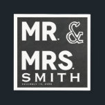 Serviette En Papier Chalkboard Chalk M. & Mme Mariage Fiançailles<br><div class="desc">Personnalisez avec ou sans texte pour tout événement.</div>