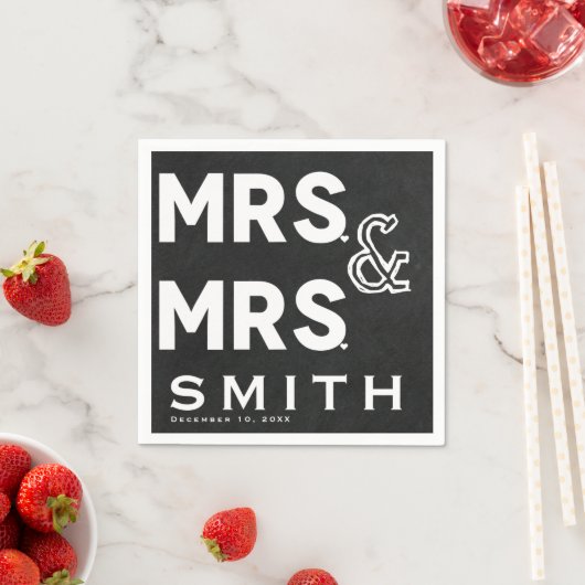 Serviette En Papier Chalkboard Chalk Mme. & Mme Mariage Fiançailles (En situation)