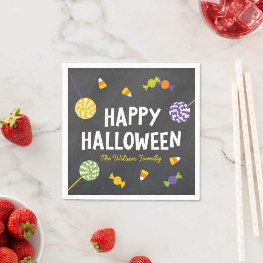 Serviette En Papier Chalkboard Créatures conviviales Joyeux Halloween (En situation)