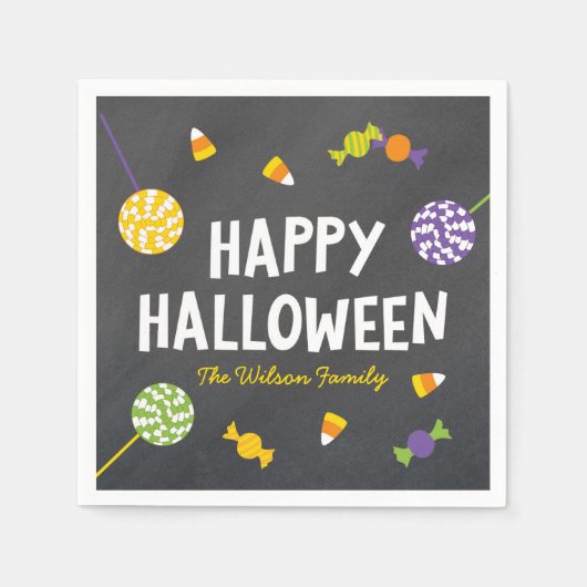 Serviette En Papier Chalkboard Créatures conviviales Joyeux Halloween (Devant)