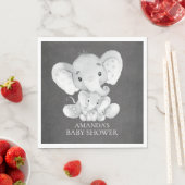 Serviette En Papier Chalkboard Elephant Boys Baby shower Papier Napkin (En situation)