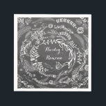 Serviette En Papier Chalkboard Floral Garland<br><div class="desc">Chalkboard Floral Garland Mariage Napkins</div>