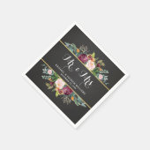 Serviette En Papier Chalkboard Floral M. et Mme Mariage (Coin)