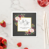Serviette En Papier Chalkboard Floral Mariage M. et Mme. (En situation)