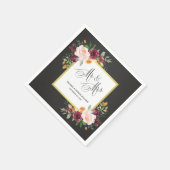 Serviette En Papier Chalkboard Floral Mariage M. et Mme. (Coin)