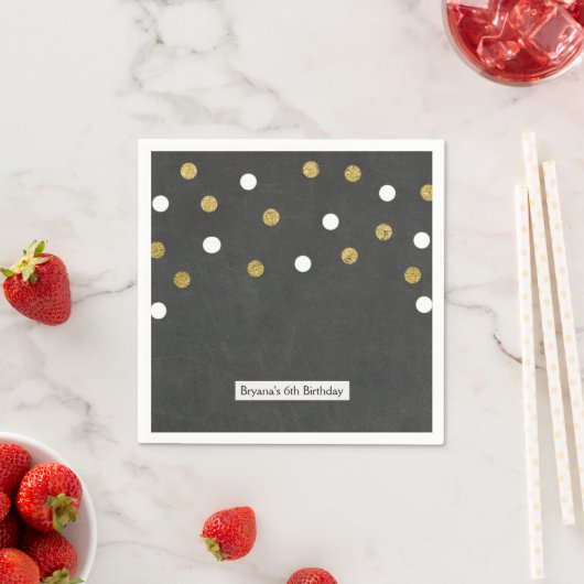 Serviette En Papier Chalkboard Gold & White Confetti Celebration Party (En situation)