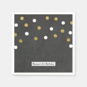 Serviette En Papier Chalkboard Gold & White Confetti Celebration Party (Devant)