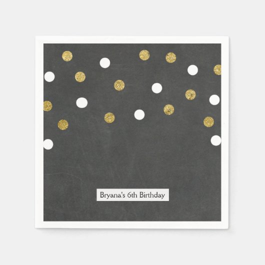 Serviette En Papier Chalkboard Gold & White Confetti Celebration Party (Devant)