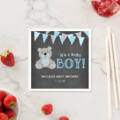 Serviette En Papier Chalkboard Gris Teddy Bear Baby shower garçon (En situation)