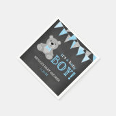 Serviette En Papier Chalkboard Gris Teddy Bear Baby shower garçon (Coin)