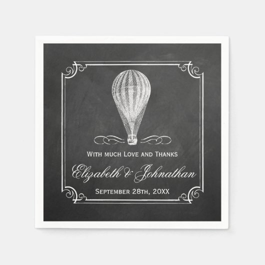 Serviette En Papier Chalkboard Hot Air Balloon Collection Mariage (Devant)