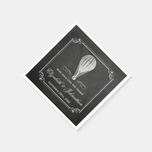 Serviette En Papier Chalkboard Hot Air Balloon Collection Mariage (Coin)