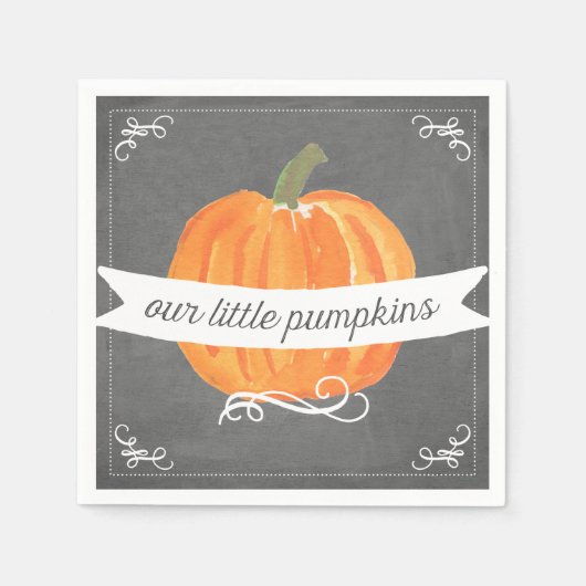 Serviette En Papier Chalkboard Little Citrouille Twins Anniversaire Na (Devant)