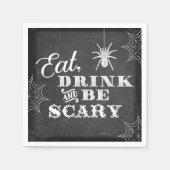 Serviette En Papier Chalkboard Mangez Boire et soyez effrayant Hallowe (Devant)