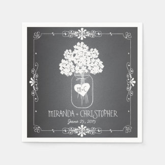 Serviette En Papier Chalkboard Mason Jar Mariage personnalisé Napkin
