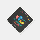 Serviette En Papier Chalkboard mignon Monstres Premier anniversaire Bo (Coin)