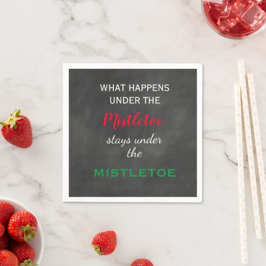 Serviette En Papier Chalkboard Mistletoe Holiday (En situation)