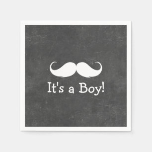 Serviette En Papier Chalkboard Mustache C'est un Baby shower garçon