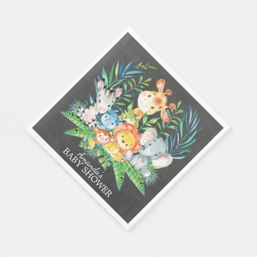 Serviette En Papier Chalkboard Safari Jungle Baby shower papier servie (Coin)