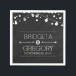 Serviette En Papier Chalkboard String lights Russe Mariage<br><div class="desc">lampes en tableau noir mariage serviettes en papier</div>