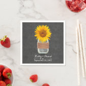Serviette En Papier Chalkboard Sunflower & Mason Jar Rustique Mariage (En situation)